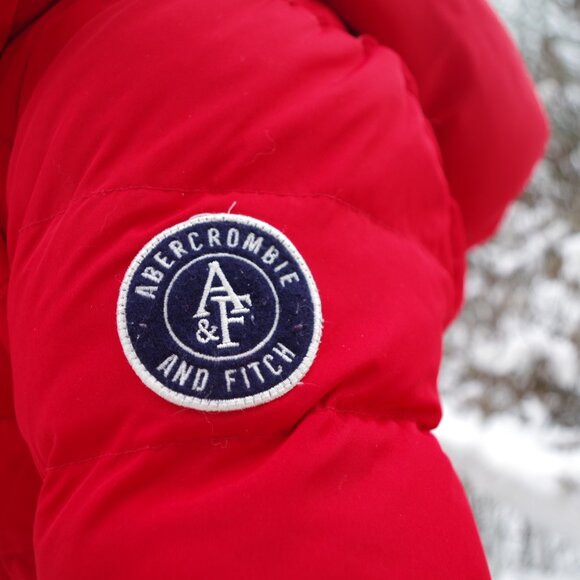 Ladies Red 80% Down Winter Jacket By Abercrombie & Fitch - Picture 7 of 8
